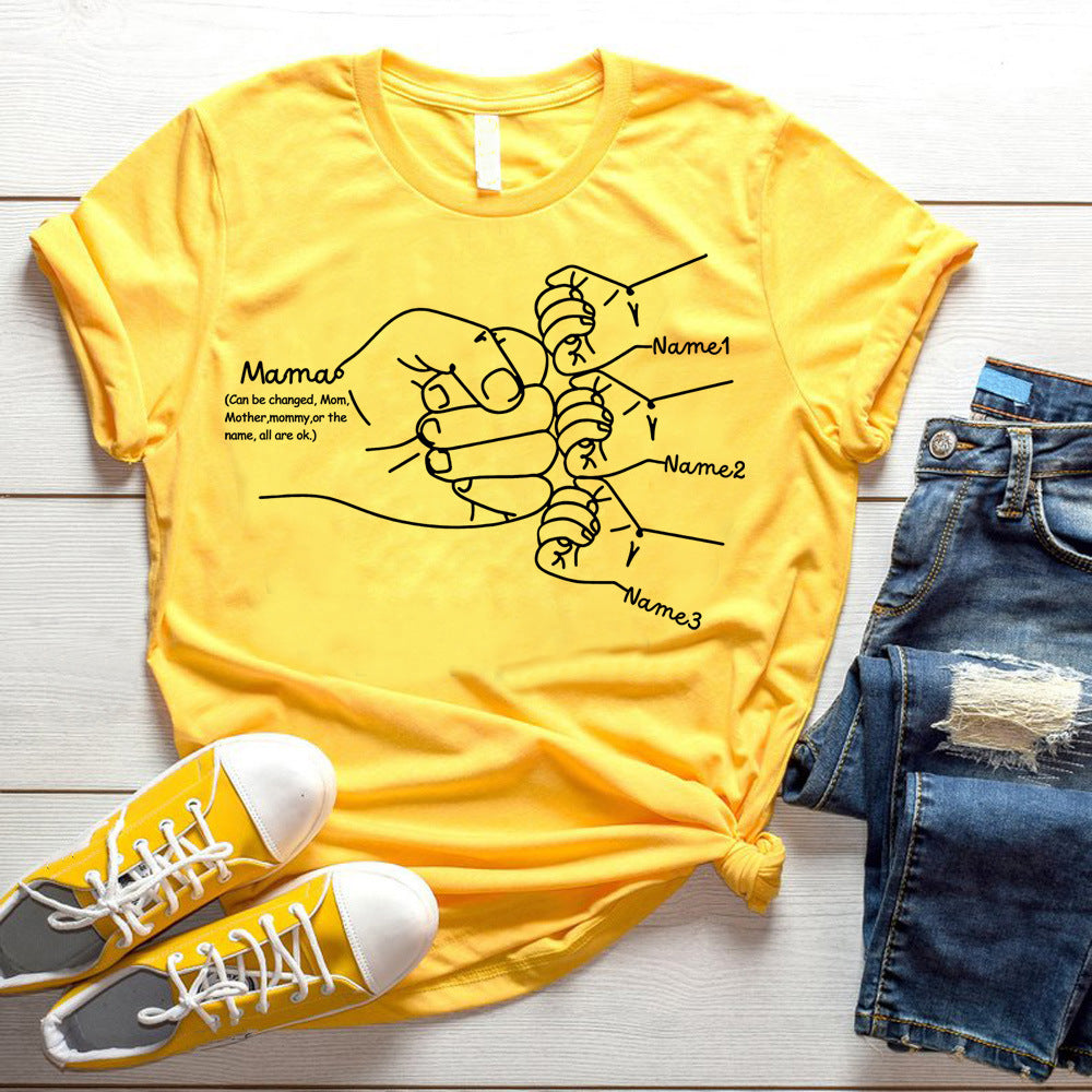 Personalized Hand Drawn Mom Kids Fist Collision Shirt