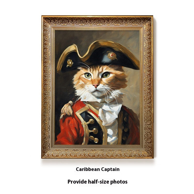 Hand-painted-look portrait of cat from photo