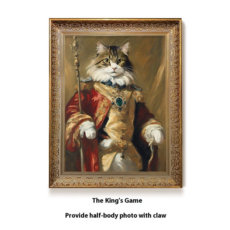 Cat in regal attire with a decorative frame, labeled 'The King's Game'.