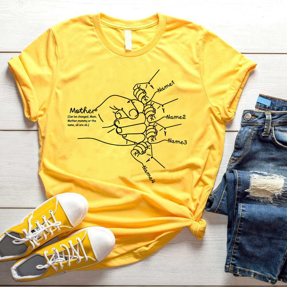 Personalized Hand Drawn Mom Kids Fist Collision Shirt