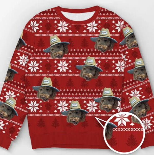 Round Neck Casual 3D Printed Christmas Chunky Knit Sweater