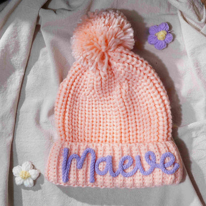 Personalized Handmade Crochet Hat – 3D Letter Children’s Name DIY