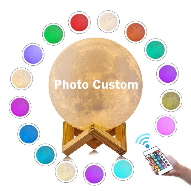 Customised Moon Lamp – Personalized Printed Photo & Text 3D Moon Lamp Gift