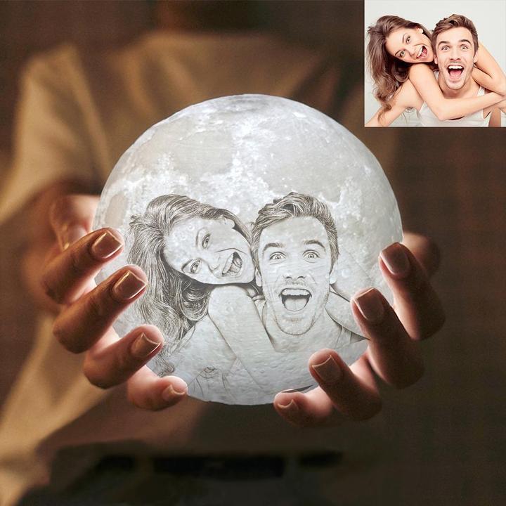 Customised Moon Lamp – Personalized Printed Photo & Text 3D Moon Lamp Gift