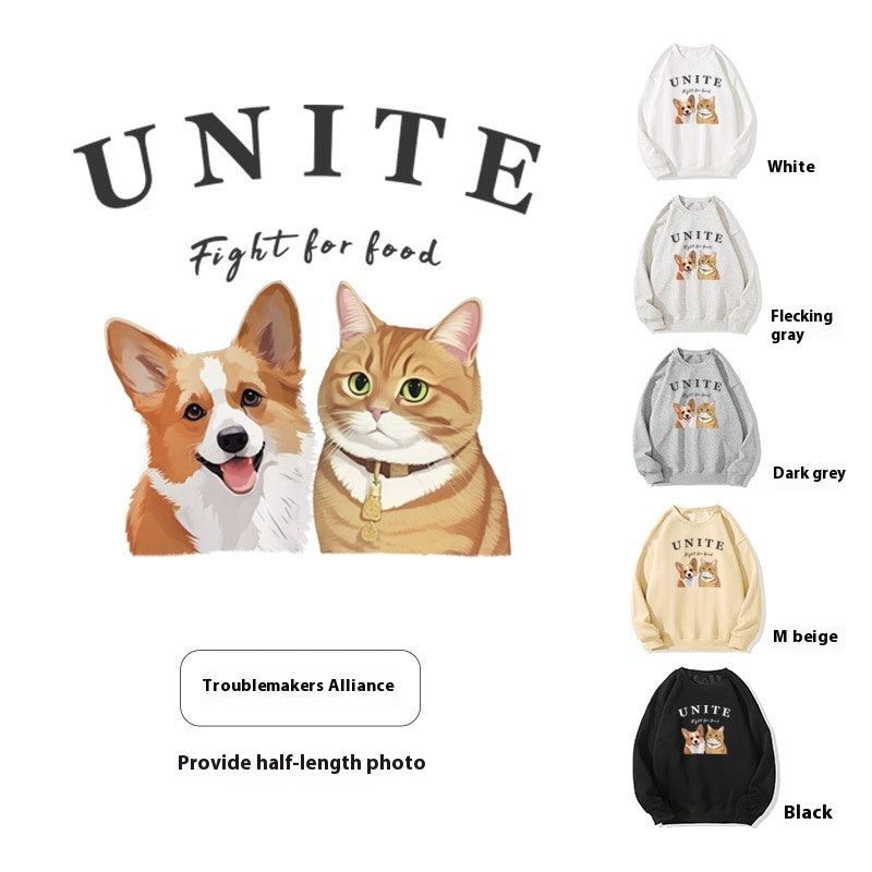 Customized Pet Sweatshirt – Personalized Dog & Cat Portrait Sweatshirt for Pet Lovers